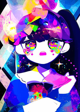 Vibrant Anime Girl with Colorful Eyes