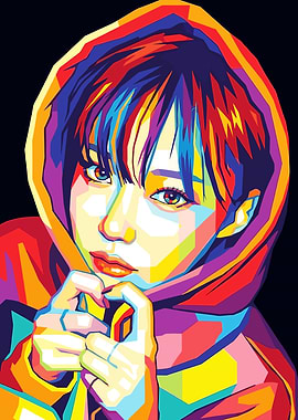 Colorful Portrait of a Winter in a Hoodie