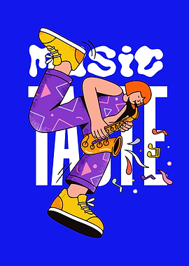 playing saxophone with music notes