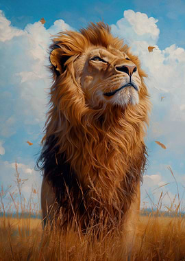 Majestic Lion in a Field