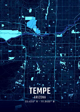 Tempe Arizona Midnight City Map