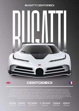 Bugatti Centodieci Car Poster