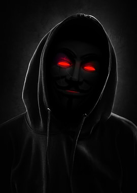 Anonymous Hacker with Red Eyes