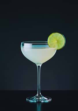 Minimal Lime Gimlet in a Coupe Glass on Dark Teal Background