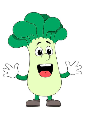 Cartoon Bok Choy Character Waving