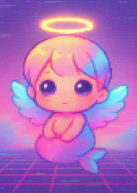 Pixel Art Angelic Mermaid