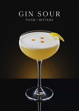 Gin Sour Elegance — Silky Foam, Bitters Dots & Lemon Twist