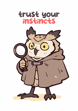 Owl Detective with Magnifying Glass