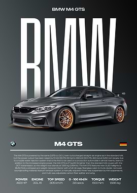 BMW M4 GTS Car Poster