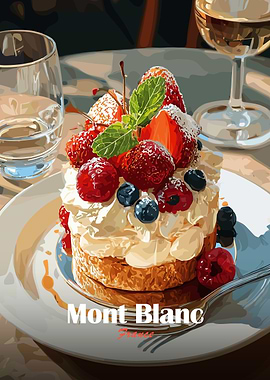 Mont Blanc Dessert with Berries and Wine