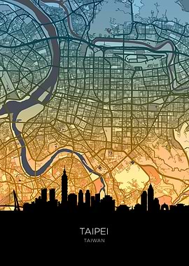 Taipei City Skyine Map