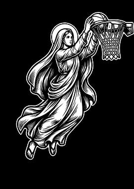 Virgin Mary Dunking Basketball