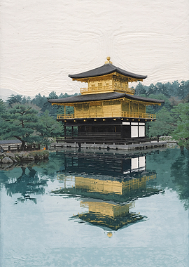 Golden Pavilion Reflection in Water