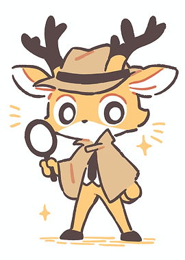 Cute Deer Detective with Magnifying Glass