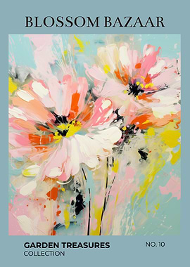 Blossom Bazaar Garden Treasures Painting | Colorful Bloom Bouquet Watercolor Wall Art