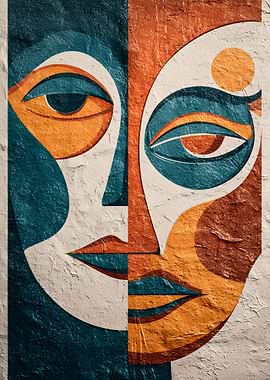 Abstract Face with Bold Colors