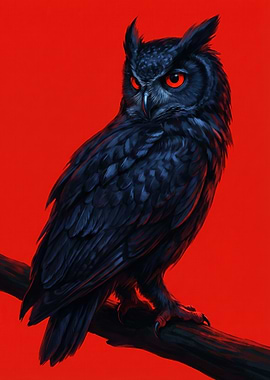 Nocturnal Vigil: Red-Eyed Guardian