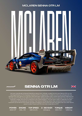McLaren Senna GTR LM Car Poster