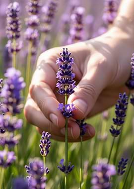 Hand picking lavender