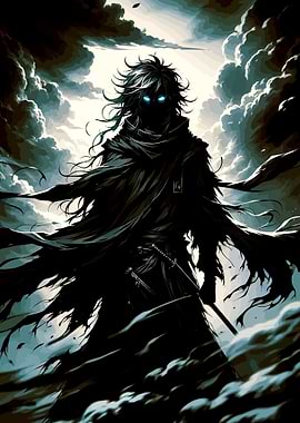 Dark Warrior with Glowing Eyes