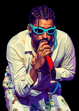 Bad Bunny Performing with Microphone