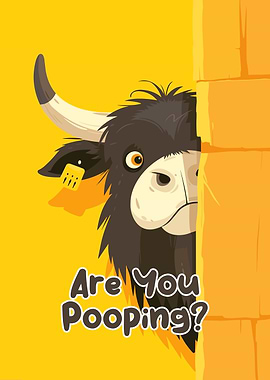 Funny Bull Peeking Behind Wall