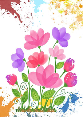 Watercolor Floral Splatter Art