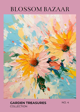 Blossom Bazaar Garden Treasures | Vibrant Yellow Floral Splash Wall Art