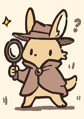 Cute Detective Bunny with Magnifying Glass