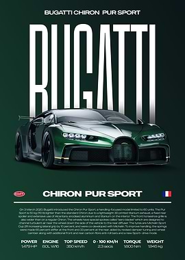 Bugatti Chiron Pur Sport Car Poster