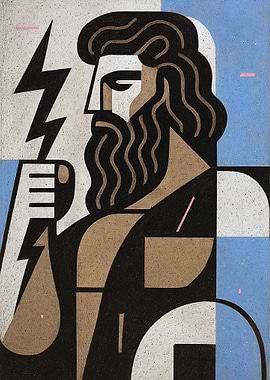 Stylized Zeus with Lightning Bolt