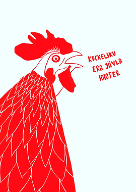 Rooster with text