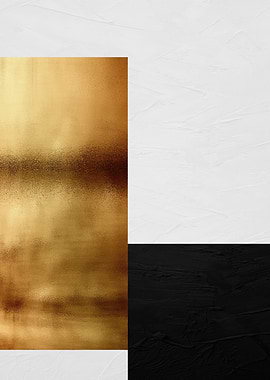 Abstract Gold, White, and Black Geometric Design