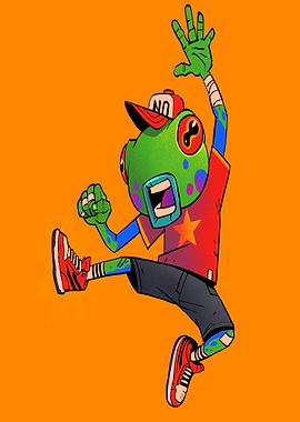 Cartoon Frog Character Jumping