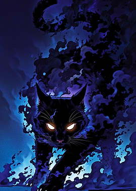 Black Cat Emerging from Smoke