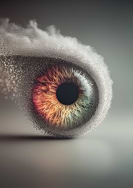 Abstract Eye Dissolving into Particles