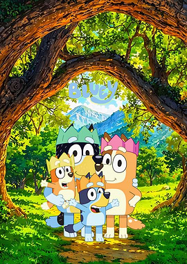 Bluey Family in a Forest