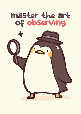 Cute Penguin Detective with Magnifying Glass