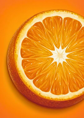 A bright orange slice glows like a sunburst against a warm summer background