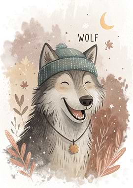 Cute Wolf Wearing a Beanie