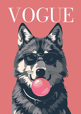 Vogue Wolf with Sunglasses and Bubble Gum