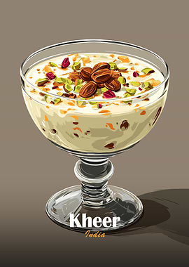 Kheer Dessert in a Glass Bowl
