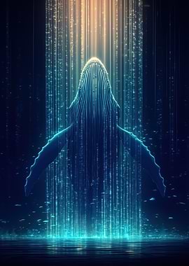 Digital Whale Ascending Through Light