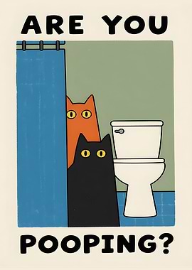 the Cats Welcome bathroom pooping