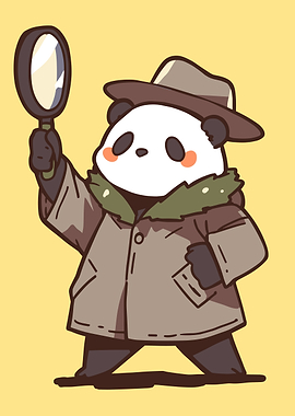 Detective Panda with Magnifying Glass