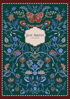 Jane Austen Floral Butterfly Artwork