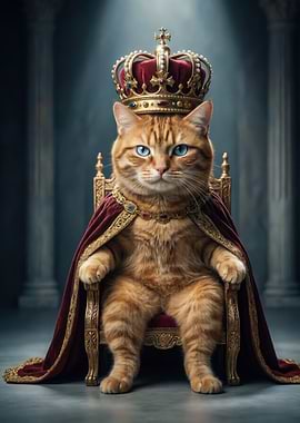 Royal Cat King on Throne