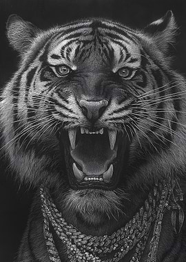 Tiger with Gold Chains