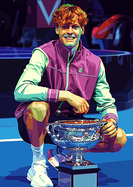 Jannik Sinner with Trophy