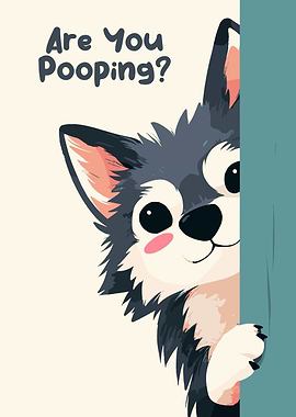 Cute Husky Peeking and Asking 'Are You Pooping?'